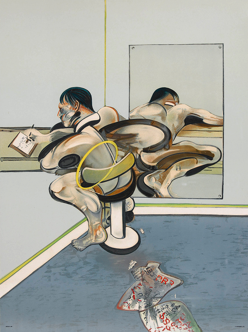 Francis Bacon, Figure Writing Reflected in a Mirror