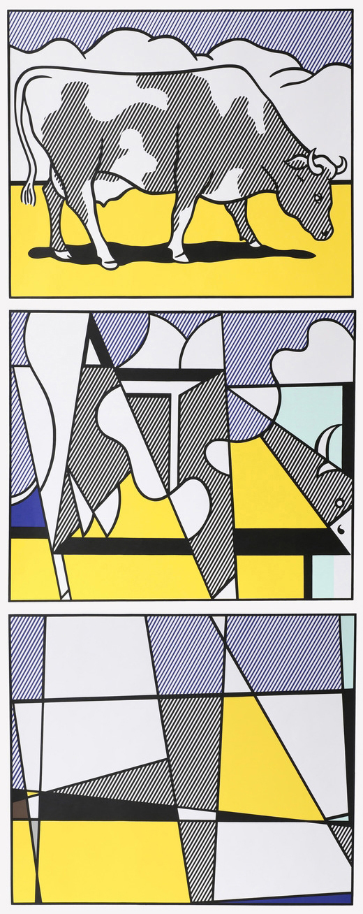 Roy Lichtenstein, Cow Triptych (Cow Going Abstract) (3 works)